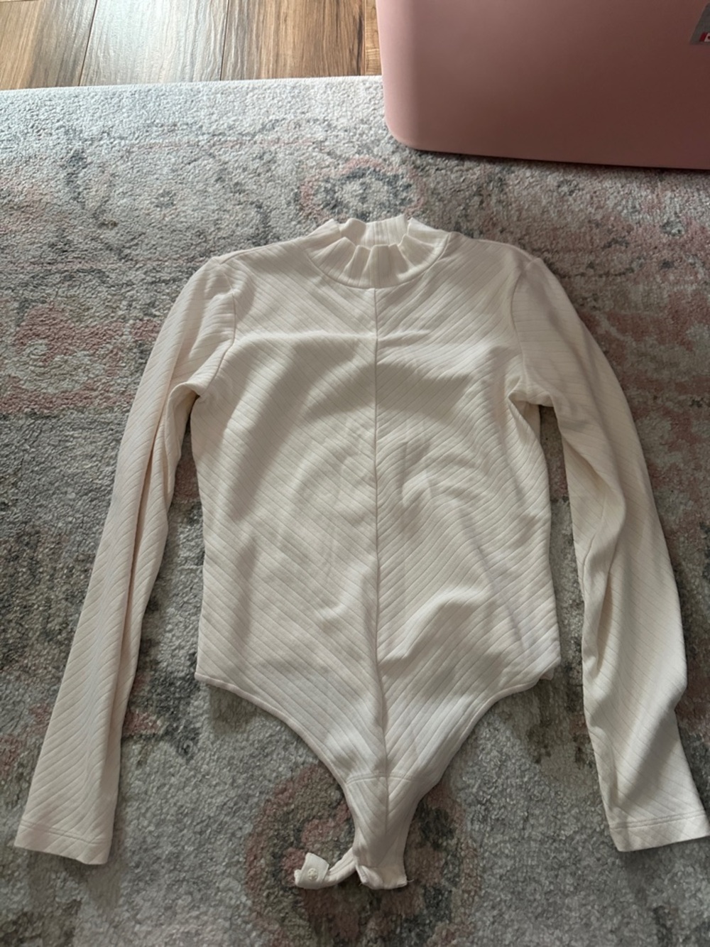 knix Cream Ribbed Long-Sleeve Bodysuit